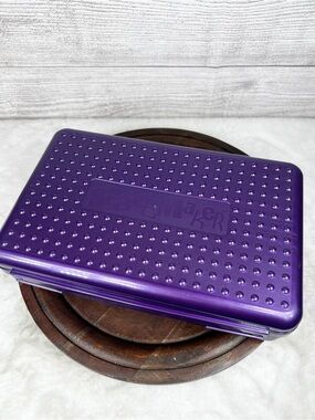 Vintage Large Spacemaker Pencil Pen Box Purple Plastic Storage Case 90s USA
